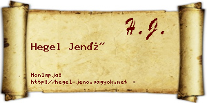 Hegel Jenő névjegykártya